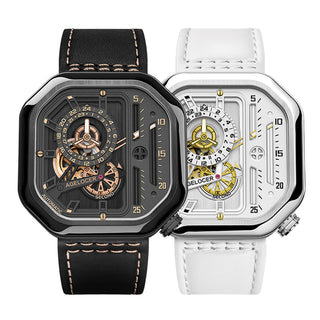 AGELOCER Original Racing Series Automatic Mechanical Couple Watches Leather Strap