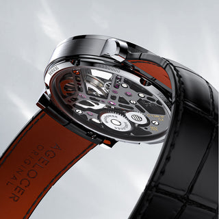 AGELOCER Original Luxury Hollow Free-sprung Balance Flying Tourbillon Watch Mechanical Watch Manual Winding-Zircon Version