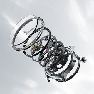 AGELOCER Original Luxury Hollow Free-sprung Balance Flying Tourbillon Watch Mechanical Watch Manual Winding-Zircon Version