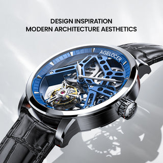 AGELOCER Original Free-sprung Balance Flying Tourbillon Manual Winding Skeleton Mechanical Watch Men