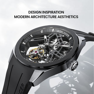 AGELOCER Original Tourbillon Series Skeleton Hand-wound Mechanical Watch Men- Ceramic Bezel Edition