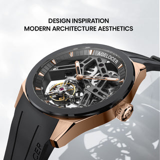 AGELOCER Original Tourbillon Skeleton Manual Winding Mechanical Watch Men- Ceramic Bezel Edition