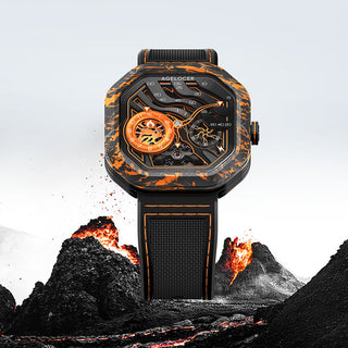 AGELOCER Original Volcano Series Automatic Mechanical Watch Carbon Fibre Case