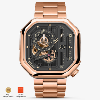 AGELOCER Original Co-branded Racing Series Skeleton Automatic Mechanical Men Watch Steel Strap