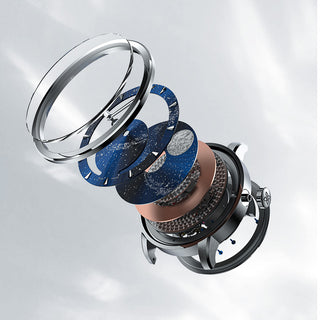 AGELOCER Original Astronomer Series Men Automatic Mechanical Watches Galaxy Silver