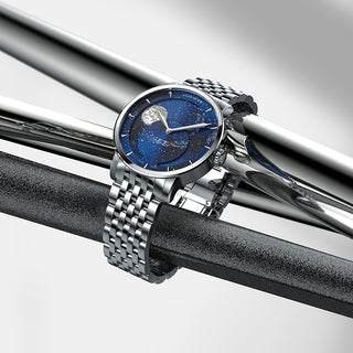 AGELOCER Original Astronomer Series Men Automatic Mechanical Watches Galaxy Silver