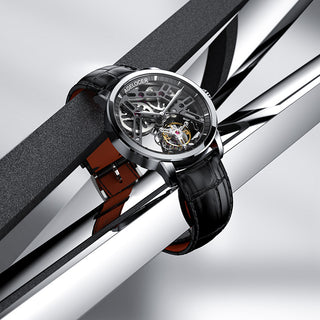 AGELOCER Original Skeleton Free-sprung  Balance Flying Tourbillon Manual Winding Tourbillon Mechanical Watch Men(US Warehouse)