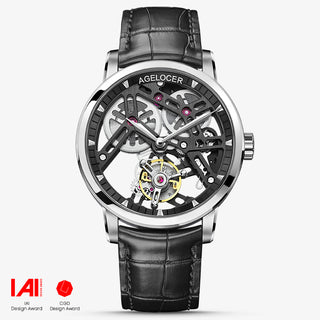 AGELOCER Original Skeleton Free-sprung  Balance Flying Tourbillon Manual Winding Tourbillon Mechanical Watch Men(US Warehouse)