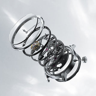 AGELOCER Original Hollow Free-sprung Balance Flying Tourbillon Mechanical Watches Men Manual Winding Casual Stainless Steel