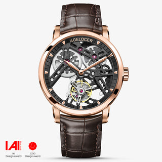 AGELOCER Original Free-sprung Balance Flying Tourbillon Mechanical Watch Black Gold