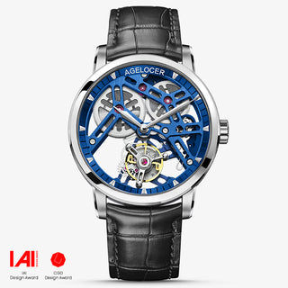 AGELOCER Original Free-sprung Balance Flying Tourbillon Manual Winding Skeleton Mechanical Watch Men