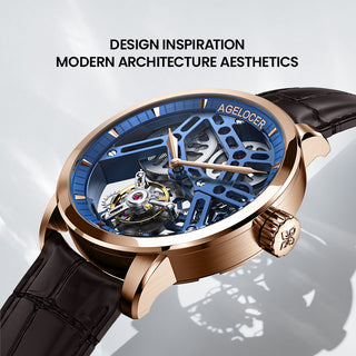 AGELOCER Original Free-sprung Flying Tourbillon Manual Winding Skeleton Mechanical Watch