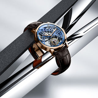 AGELOCER Original Free-sprung Flying Tourbillon Manual Winding Skeleton Mechanical Watch