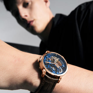 AGELOCER Original Free-sprung Flying Tourbillon Manual Winding Skeleton Mechanical Watch