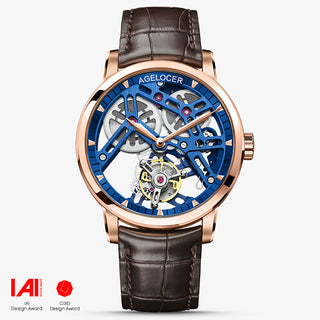 AGELOCER Original Free-sprung Balance Flying Tourbillon Manual Winding Skeleton Mechanical Watch Men