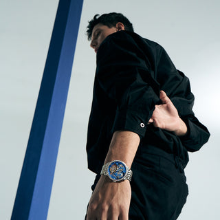 AGELOCER Original Skeleton Free-sprung Flying Tourbillon Mechanical Watch Steel Strap-Zircon Version